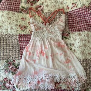vintage pol white and pink babydoll top